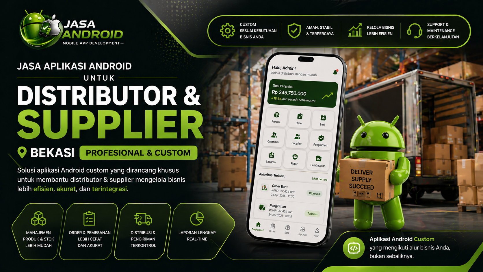 Jasa Aplikasi Android untuk Distributor & Supplier Bekasi Profesional dan Custom